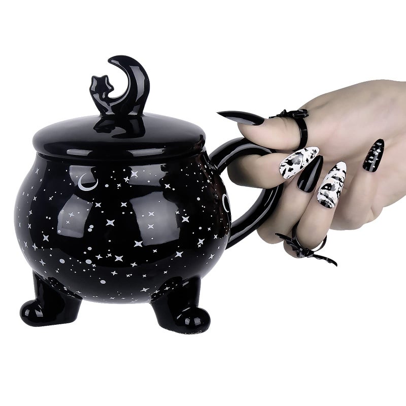 Vencer Moon Mugs Gift for Women,Halloween Coffee Mug Witchcraft Supplies,Halloween Witchy Mugs,Tea Cup,14 oz,Ceramic VCM-017 - Image 2